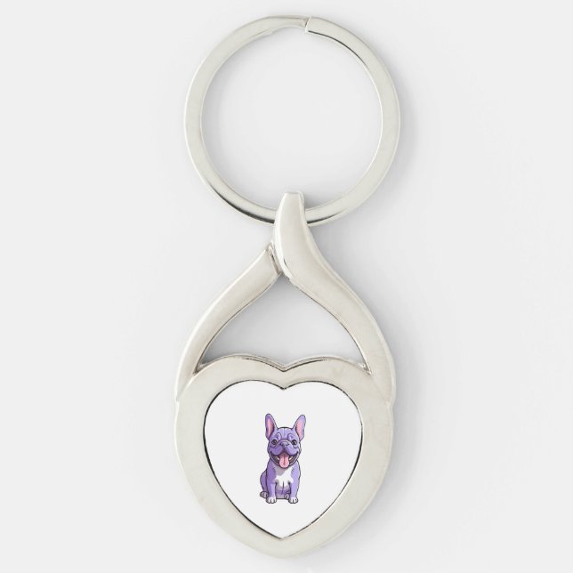 Lilac French Bulldog  Key Ring (Front)