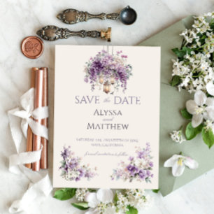 Lilac Garden Lantern Romance Save the Date Invitation