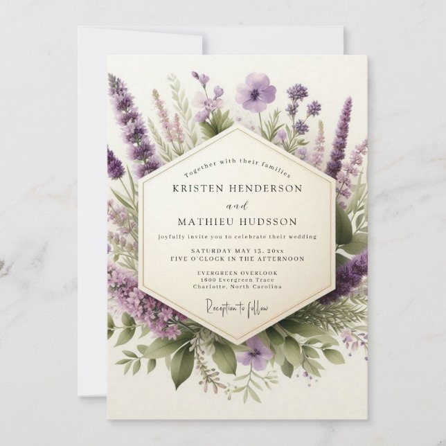 Lilac Gentle Wildflower Wedding Invitation (Front)