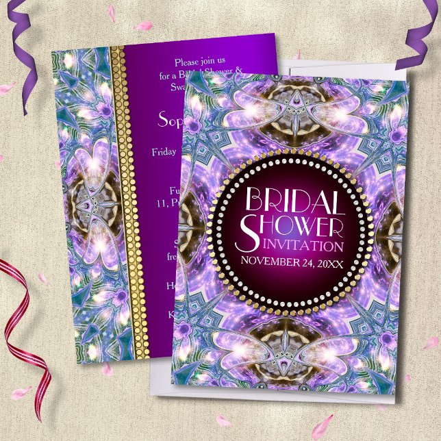 Lilac Geo Dragonfly Magic Bridal Shower Invitation (Creator Uploaded)