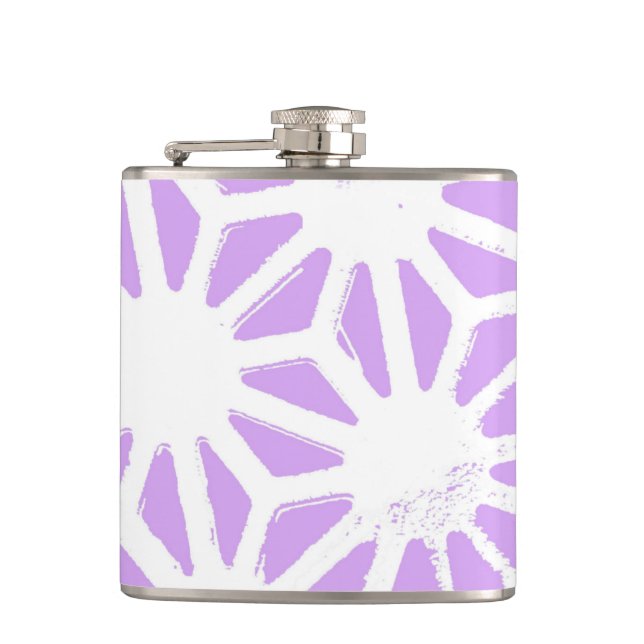 Lilac geometric pattern hip flask (Front)