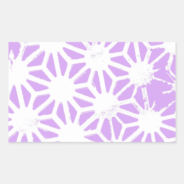 Lilac geometric pattern rectangular sticker (Front)