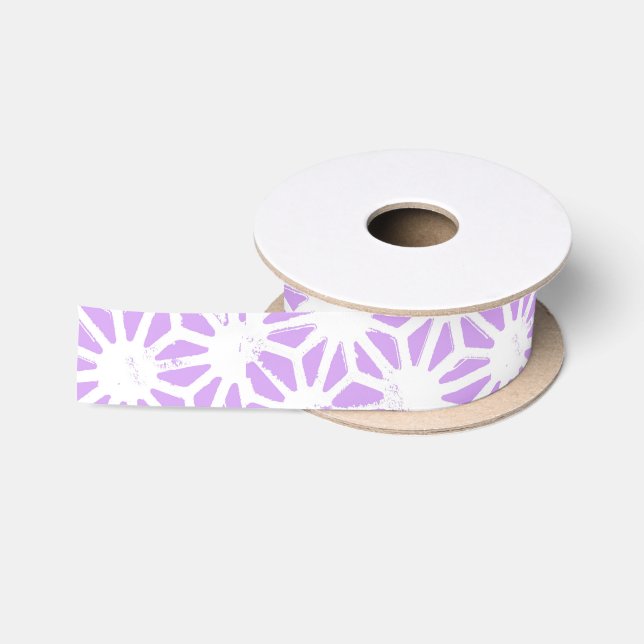 Lilac geometric pattern satin ribbon (Spool)