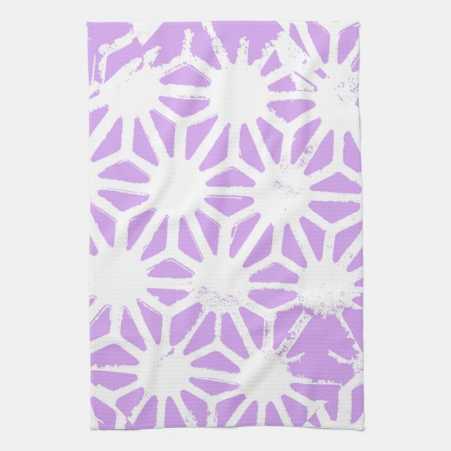 Lilac geometric pattern tea towel (Vertical)