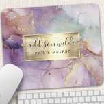 Lilac Glitter Watercolor Faux Gold Foil Mouse Pad<br><div class="desc">Lilac Glitter Watercolor Faux Gold Foil Mouse Pad. This design features a classy signature script style font set against a beautiful modern lilac sparkle background. Perfect for a beauty salon,  hair stylist,  makeup artist,  or cosmetologist.</div>