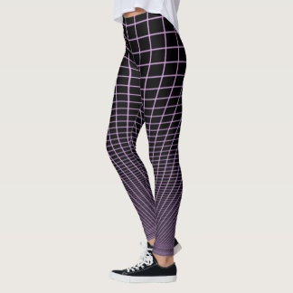Lilac Glow Grid on black Leggings