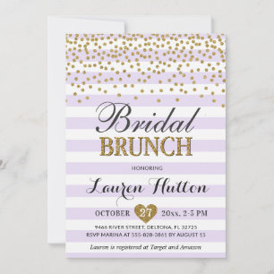 Lilac Gold Bridal Brunch Invitations Cards Mimosa