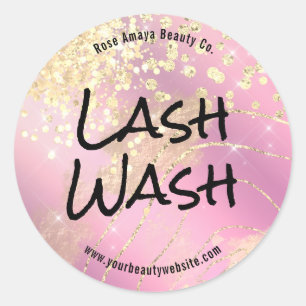 Lilac Gold Glitter Sparkle Lash Cleaner Classic Round Sticker