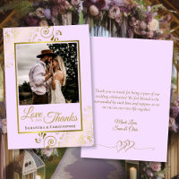 Lilac & Gold Love Thanks Photo & Note Wedding