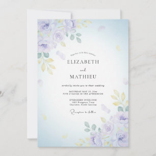 Lilac Gold Petal Wedding Invitation