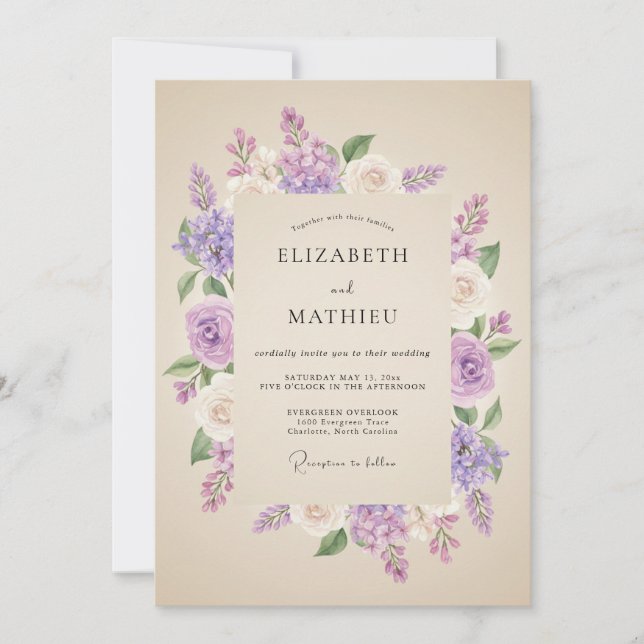 Lilac Graceful Spring Wedding Invitation (Front)