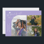 Lilac Graduate She Believed Multi Photo Announcement<br><div class="desc">Modern and whimsical graduation announcement photo card featuring 3 photos on the front and 1 on the back. The text says "She believed she could so she did" with twinkling stars. Add the graduate's name,  information,  and message to personalize this card. Lilac.</div>
