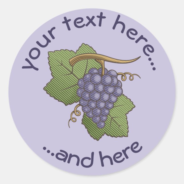 Lilac Grapes Classic Round Sticker (Front)