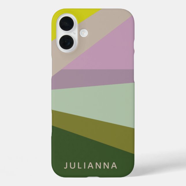 Lilac Green Geometric Colour Block Personalised Case-Mate iPhone Case (Back)