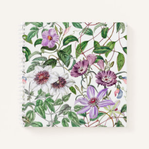 Lilac Green White Vintage Botanical Flowers Notebook