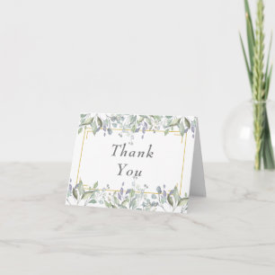 Lilac Greenery Country Floral Wedding Thank You Card