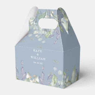 Lilac Greenery Floral Dusty Blue Wedding Favour Box