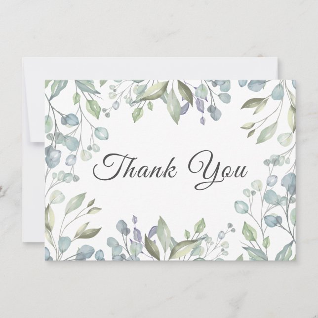 Lilac Greenery Floral Wedding Thank You Card (Front)