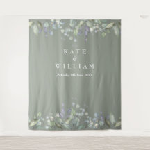 Lilac Greenery Sage Green Wedding Photo Backdrop