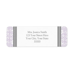 Lilac Grey Damask Custom Return Address Labels