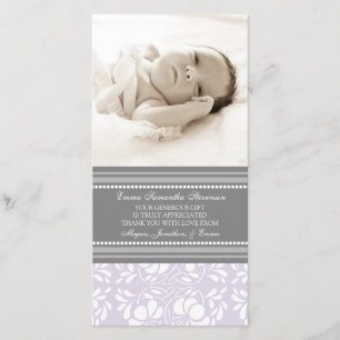 Lilac Grey Thank You Baby Shower Photo Cards