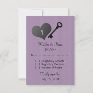 Lilac Heart Lock and Key Response Card