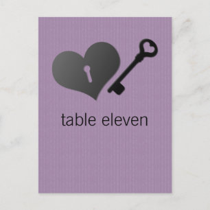 Lilac Heart Lock and Key Table Postcard