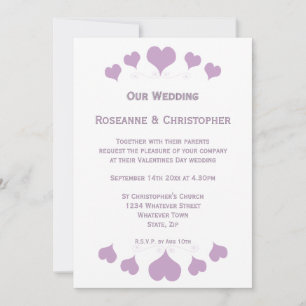 Lilac Hearts Design Wedding Invitation