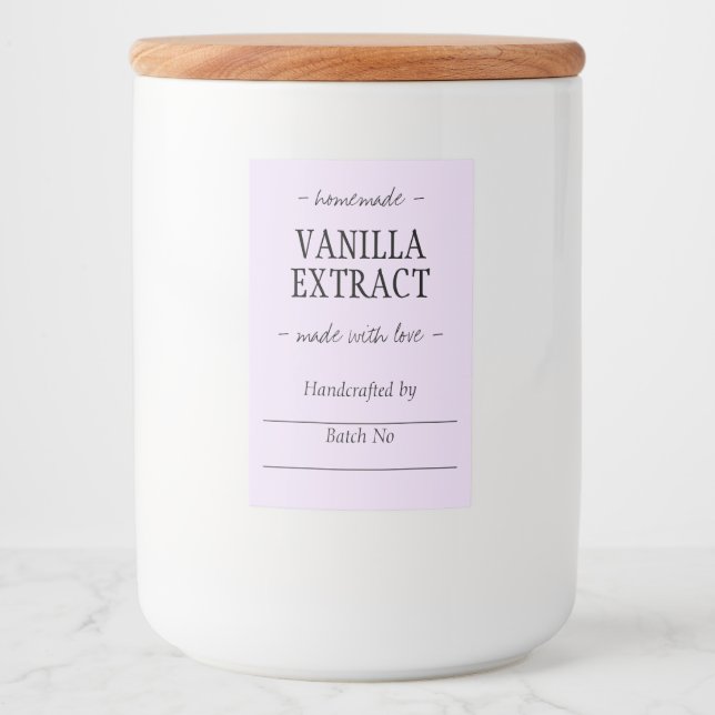 Lilac Homemade Handcrafted Vanilla Extract Food Label (Front)