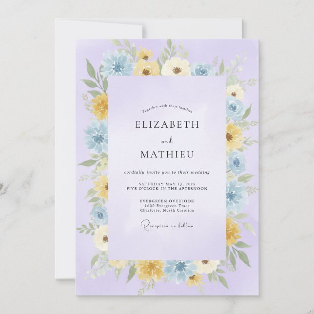 Lilac Honey Petal Wedding Invitation (Front)