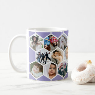 Lilac Honeycomb Photo Collage 20 Picture Coffee Mug