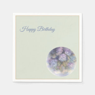 Lilac Hydrangea Happy Birthday Cocktail Napkins
