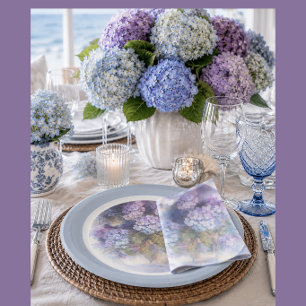 Lilac Hydrangea Watercolor Luncheon Napkin Paper Plate
