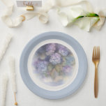 Lilac Hydrangea Watercolor Luncheon Napkin Paper Plate<br><div class="desc">Bring graceful floral elegance to your table with this lilac hydrangea watercolor plate, beautifully designed using an original vintage artwork from the Hydrangea Luxe Garden Collection. Soft lilac, blue, and periwinkle blooms glow against a classic porcelain-inspired border, creating a timeless plate perfect for spring entertaining and refined celebrations. Ideal for...</div>