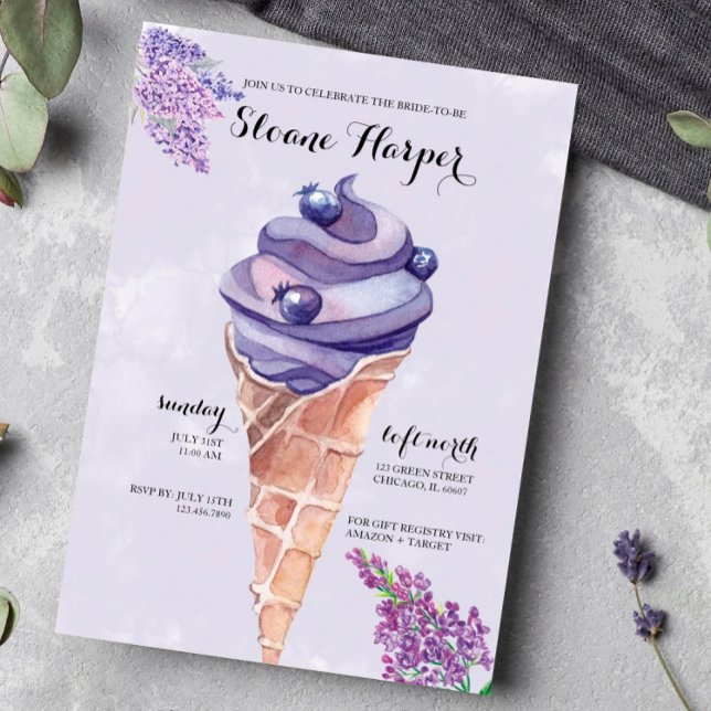 Lilac Ice Cream Social Bridal Shower Invitation (Creator Uploaded)