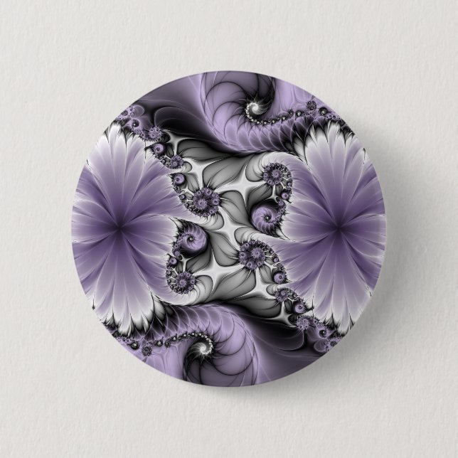Lilac Illusion Abstract Floral Fractal Art Fantasy 6 Cm Round Badge (Front)
