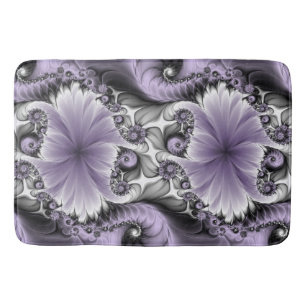 Lilac Illusion Abstract Floral Fractal Art Fantasy Bath Mat