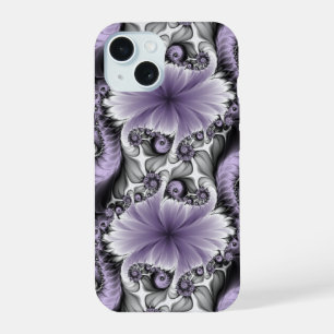 Lilac Illusion Abstract Floral Fractal Art Fantasy iPhone 15 Case