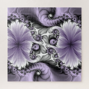 Lilac Illusion Abstract Floral Fractal Art Fantasy Jigsaw Puzzle