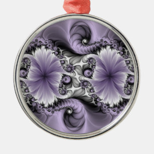 Lilac Illusion Abstract Floral Fractal Art Fantasy Metal Tree Decoration
