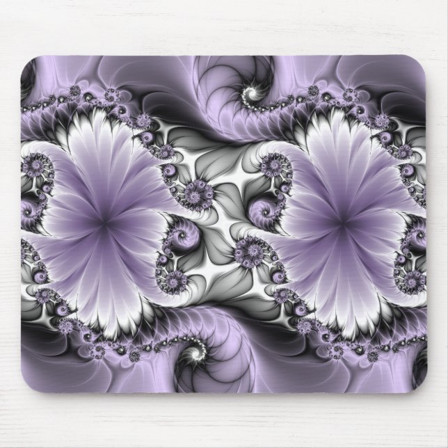 Lilac Illusion Abstract Floral Fractal Art Fantasy Mouse Pad (Front)