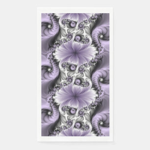 Lilac Illusion Abstract Floral Fractal Art Fantasy Napkin