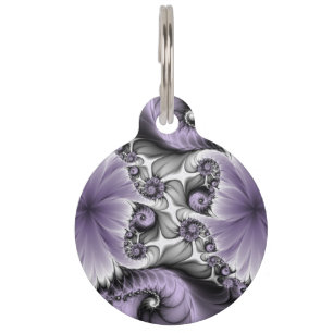 Lilac Illusion Abstract Floral Fractal Art Fantasy Pet Tag