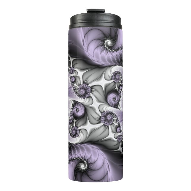 Lilac Illusion Abstract Floral Fractal Art Fantasy Thermal Tumbler (Front)