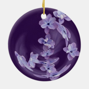 Lilac in circle ceramic tree decoration