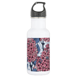 Lilac in pink and blue 532 ml water bottle