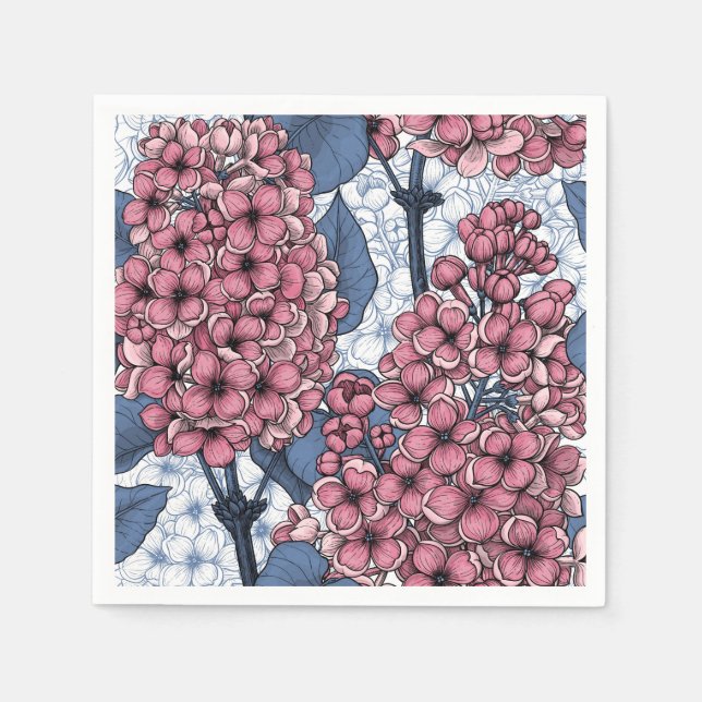 Lilac in pink and blue napkin (Front)
