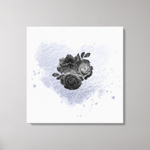 *~* Lilac Iridescent Heart Flower Text Personalise Canvas Print