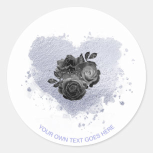 *~* Lilac Iridescent Heart Flowers White Classic Round Sticker