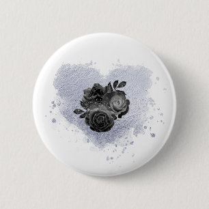*~* Lilac Iridescent Heart Flowers Women WHITE 6 Cm Round Badge